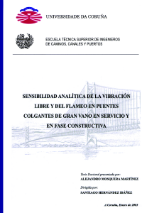 Sensibilidad analítica de la vibración libre y del flameo de puentes colgantes de gran vano en servicio y en fase constructiva